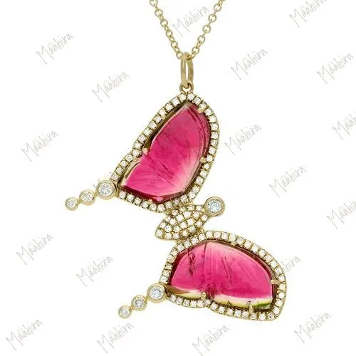 Diamond & Tourmaline Butterfly Necklace