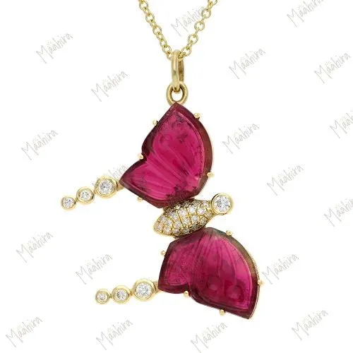 Diamond & Tourmaline Butterfly Necklace