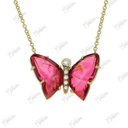 Diamond & Tourmaline Butterfly Necklace