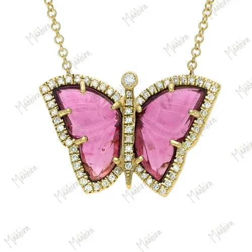 Diamond & Tourmaline Butterfly Necklace