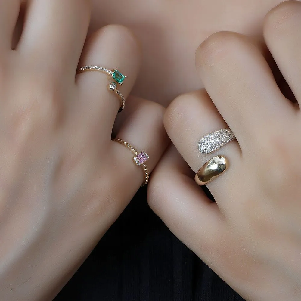 Diamond Open Adjustable Ring in US Size 7