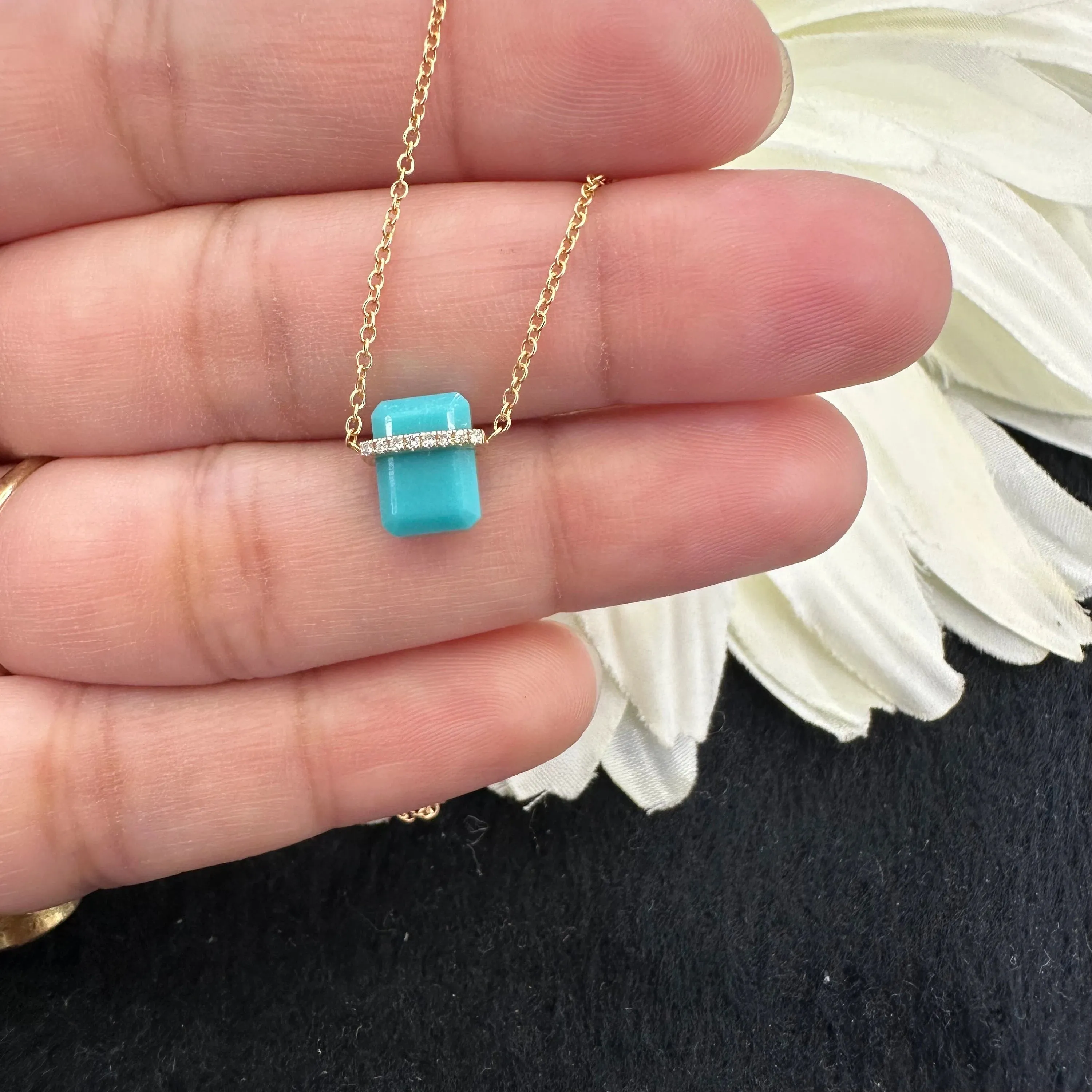Diamond Rainbow Moonstone Necklace