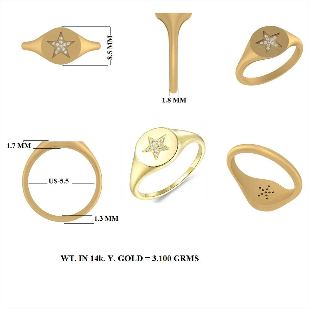Diamond Star Ring 10mm in US Size 6