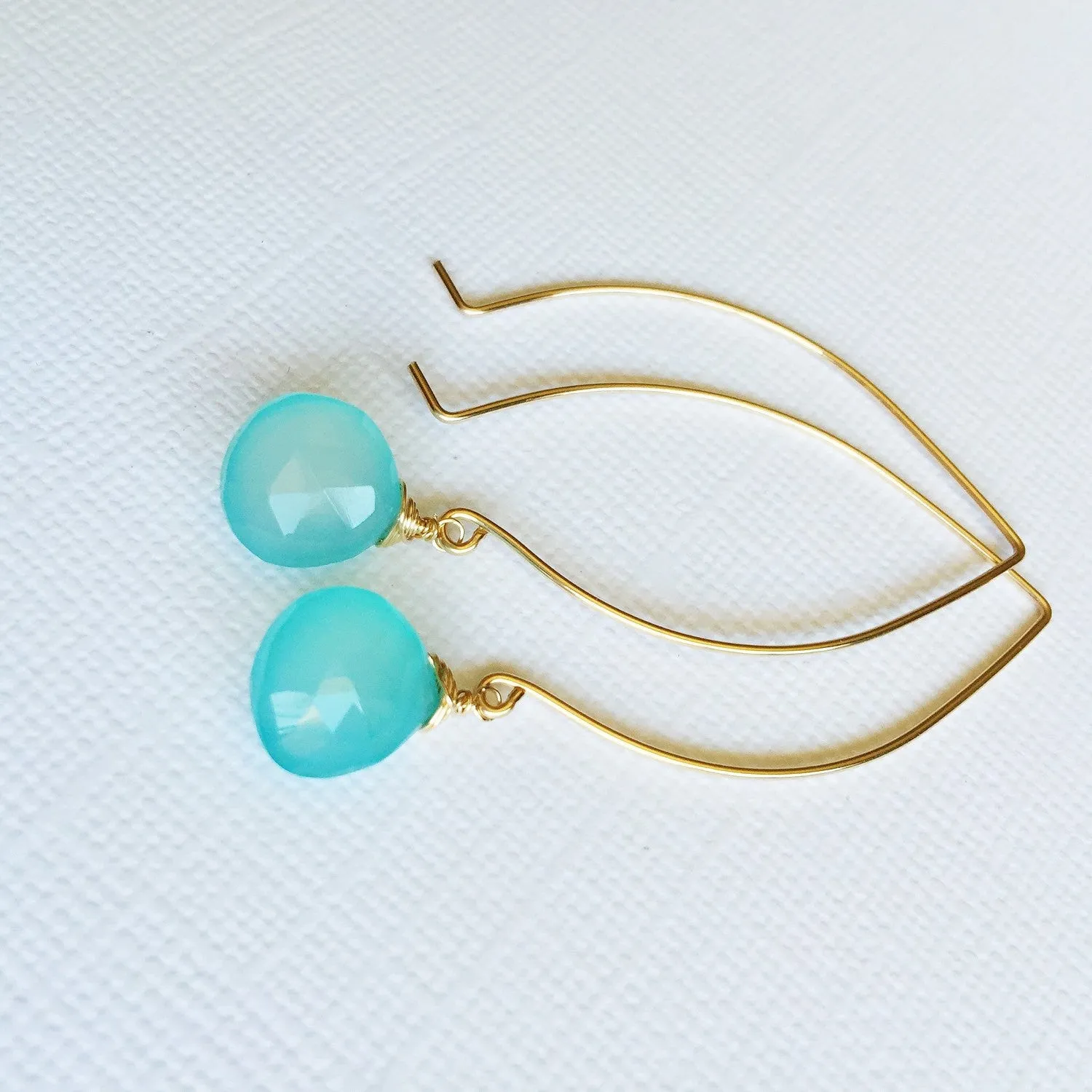 Earrings Kalena - aqua chalcedony (E203)