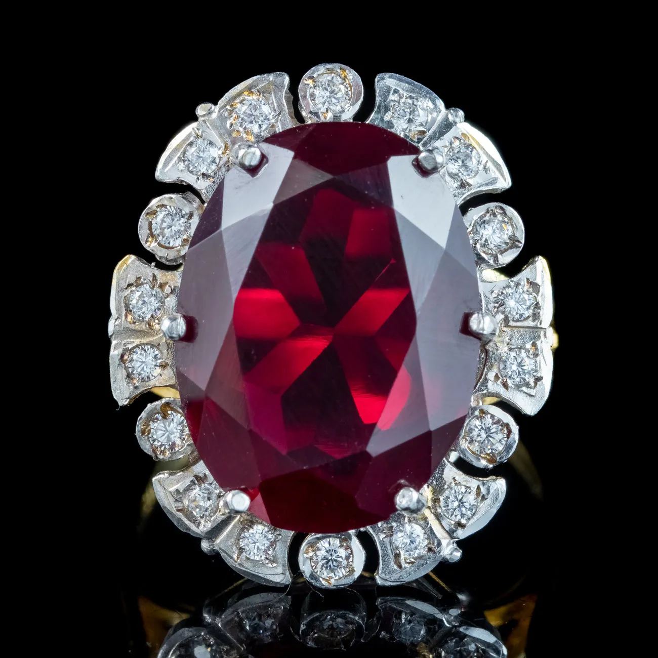 Edwardian Style Synthetic Ruby CZ Cocktail Ring