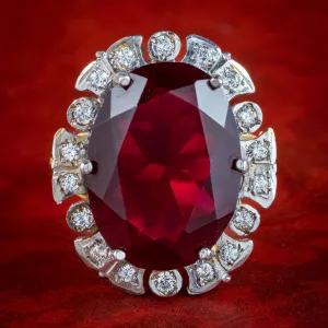 Edwardian Style Synthetic Ruby CZ Cocktail Ring