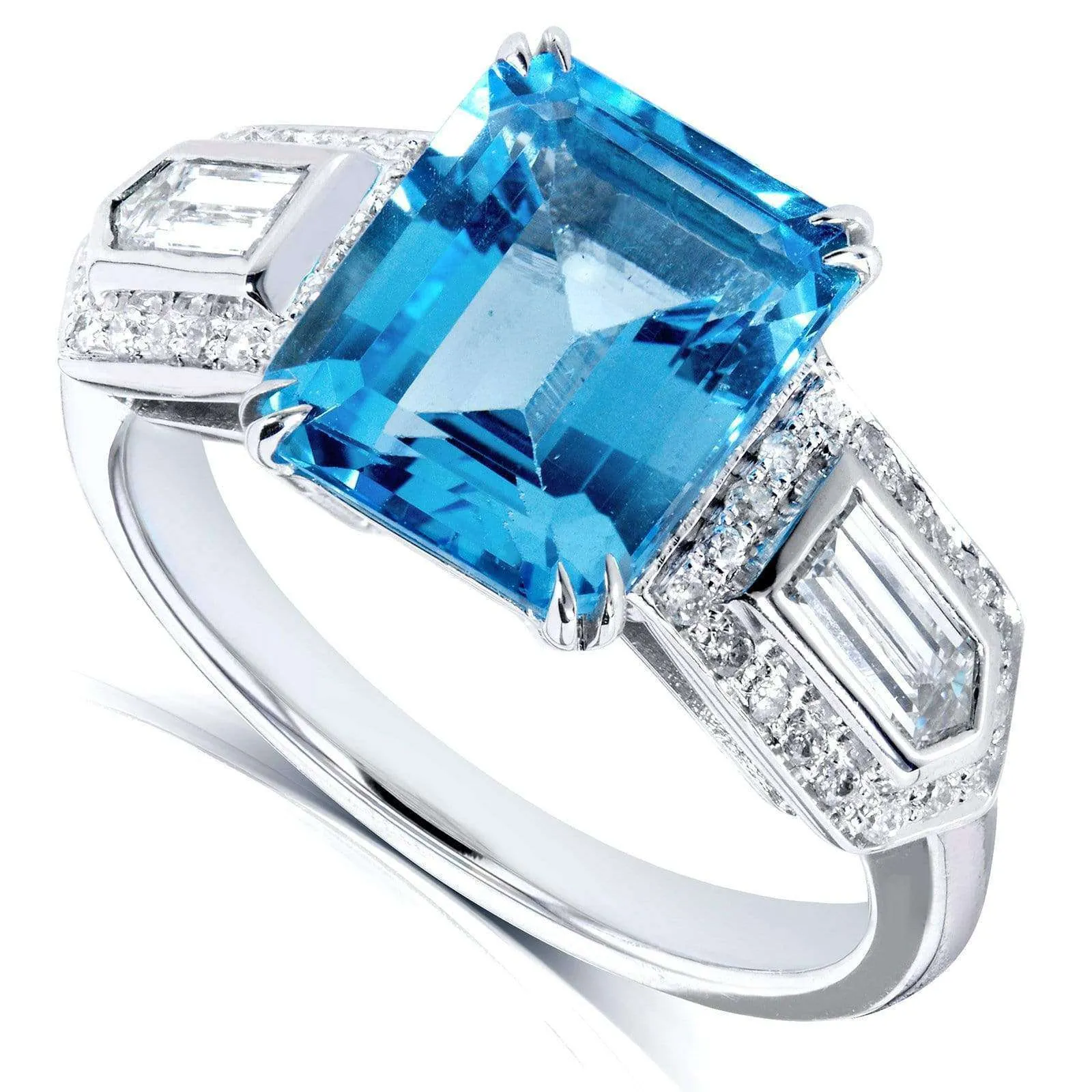Emerald Topaz & Bullet Diamond Wide Ring
