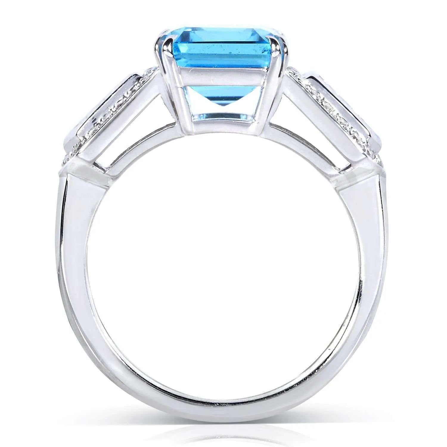 Emerald Topaz & Bullet Diamond Wide Ring