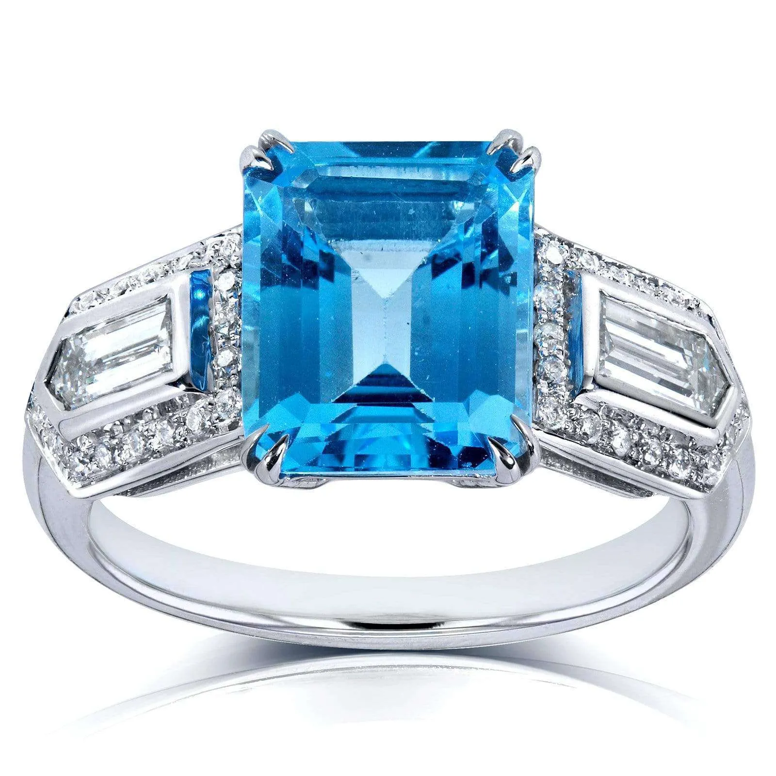 Emerald Topaz & Bullet Diamond Wide Ring