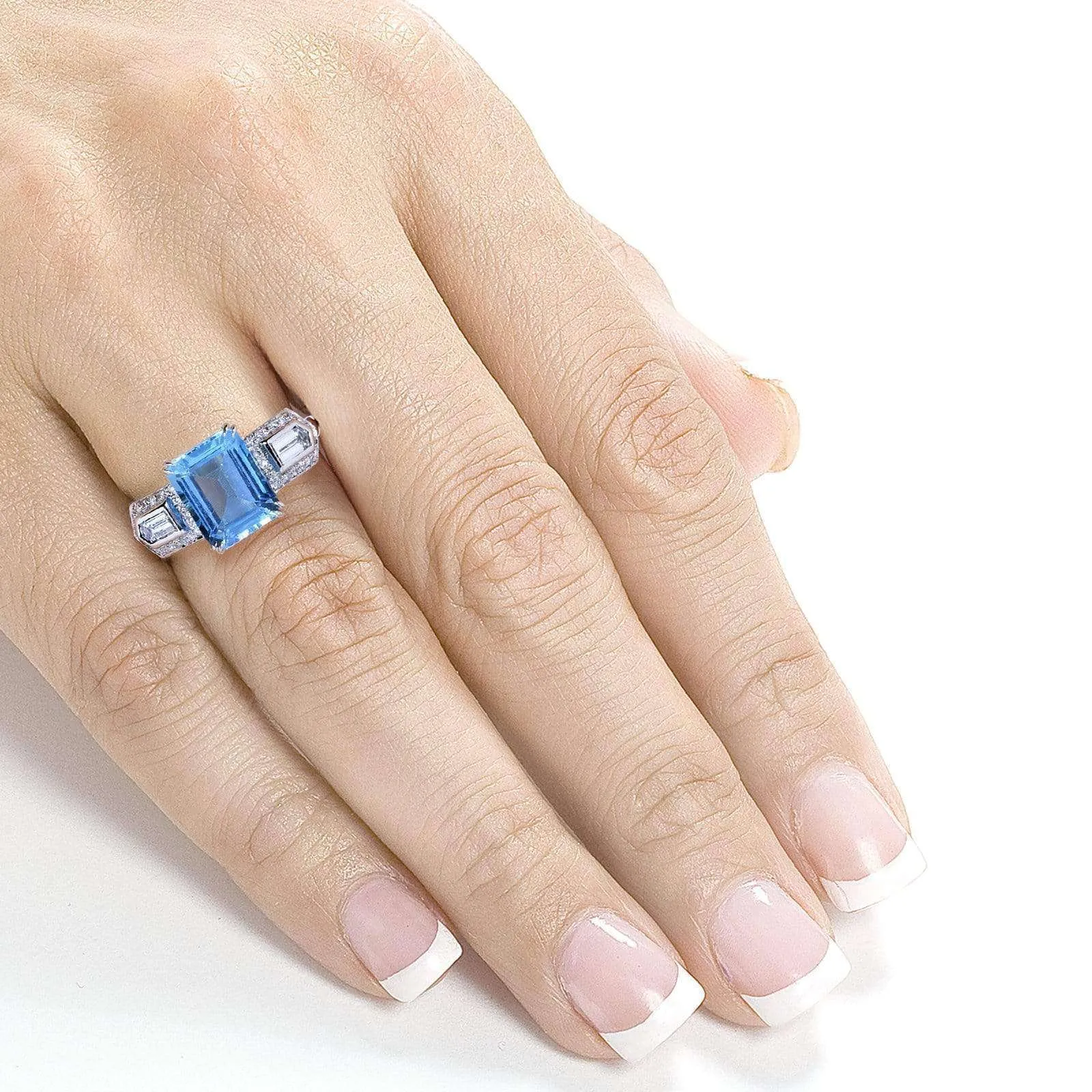 Emerald Topaz & Bullet Diamond Wide Ring