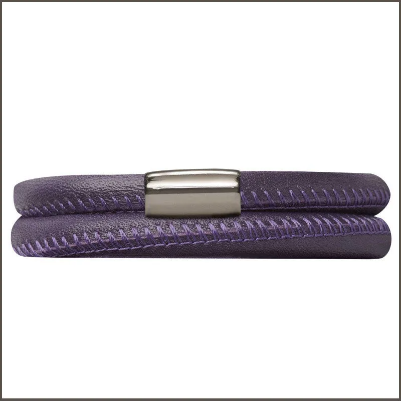 Endless Double Purple Leather Bracelet