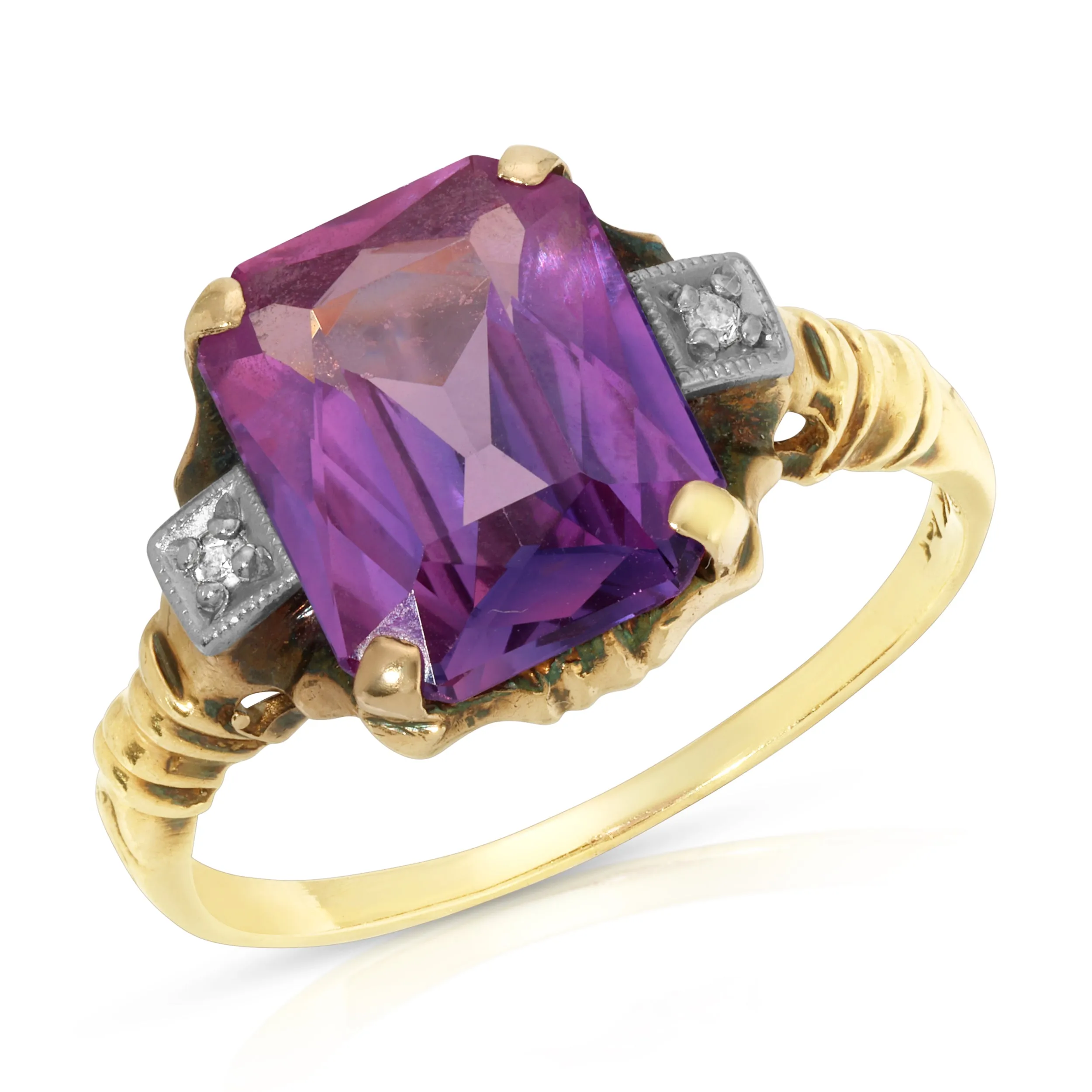 Estate 1940s Amethyst Cocktail Ring