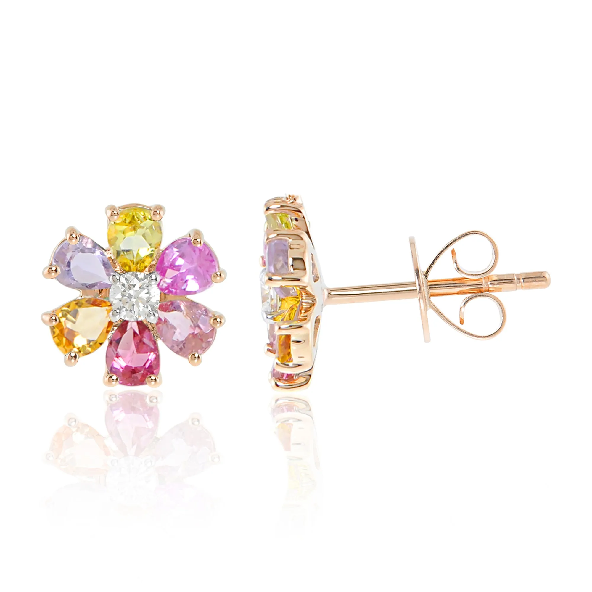 Flora 14K Gemstone Flower Studs