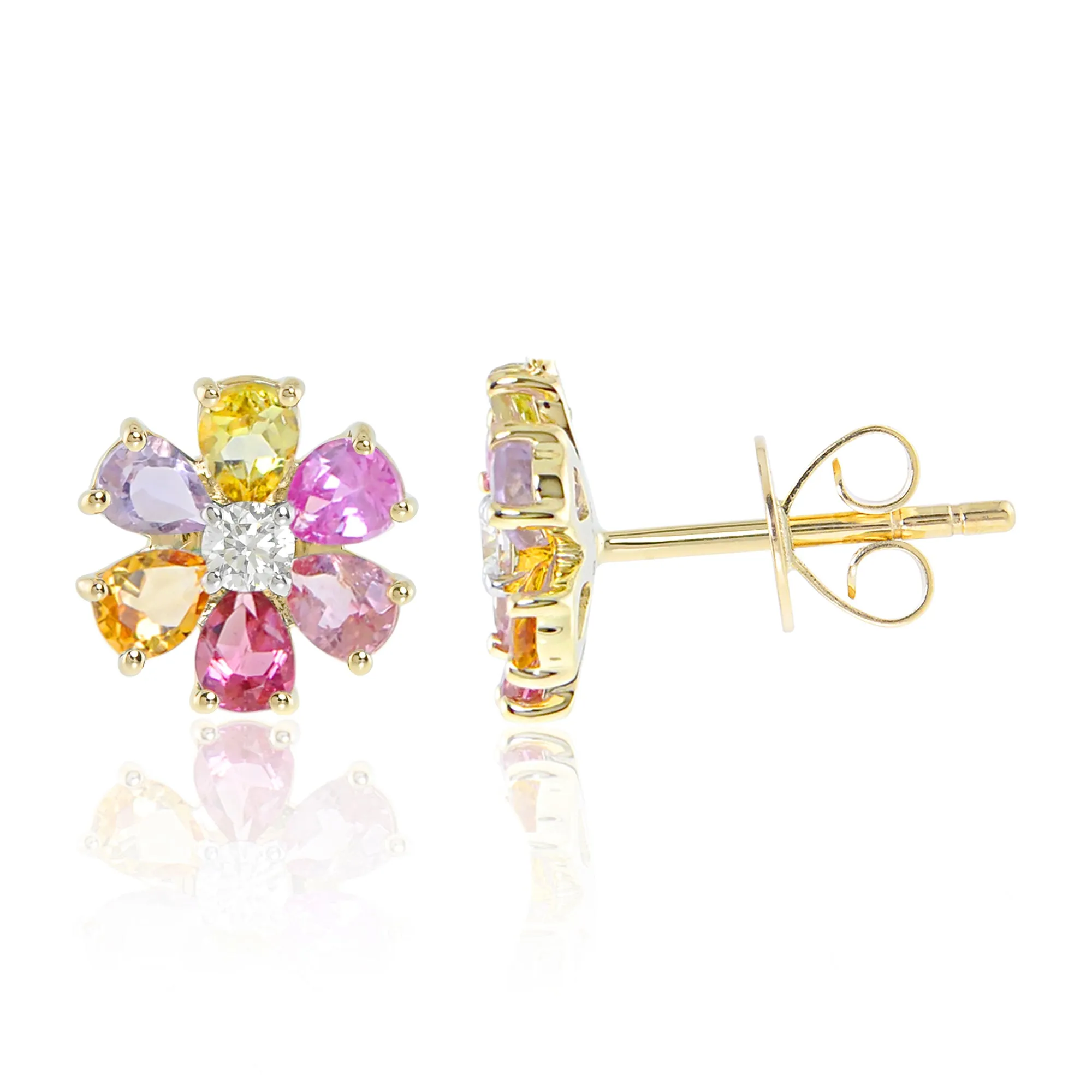 Flora 14K Gemstone Flower Studs