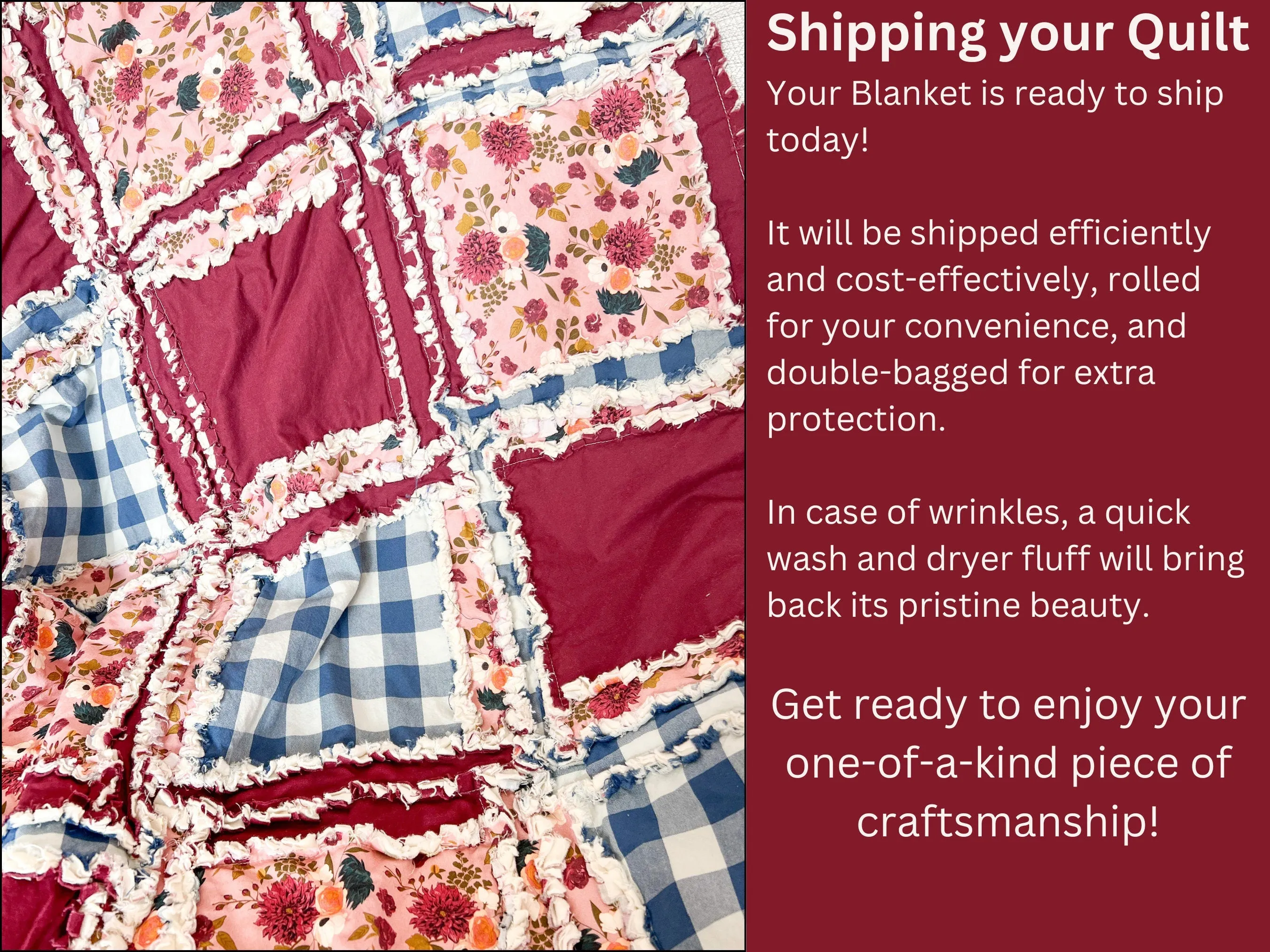 Floral Boho Baby Girl Mini Crib Quilt for Baby Girl Bedding, Girls Quick Ship Quilts, Dusty Rose Blue and Burgundy Rag Quilt for Girls