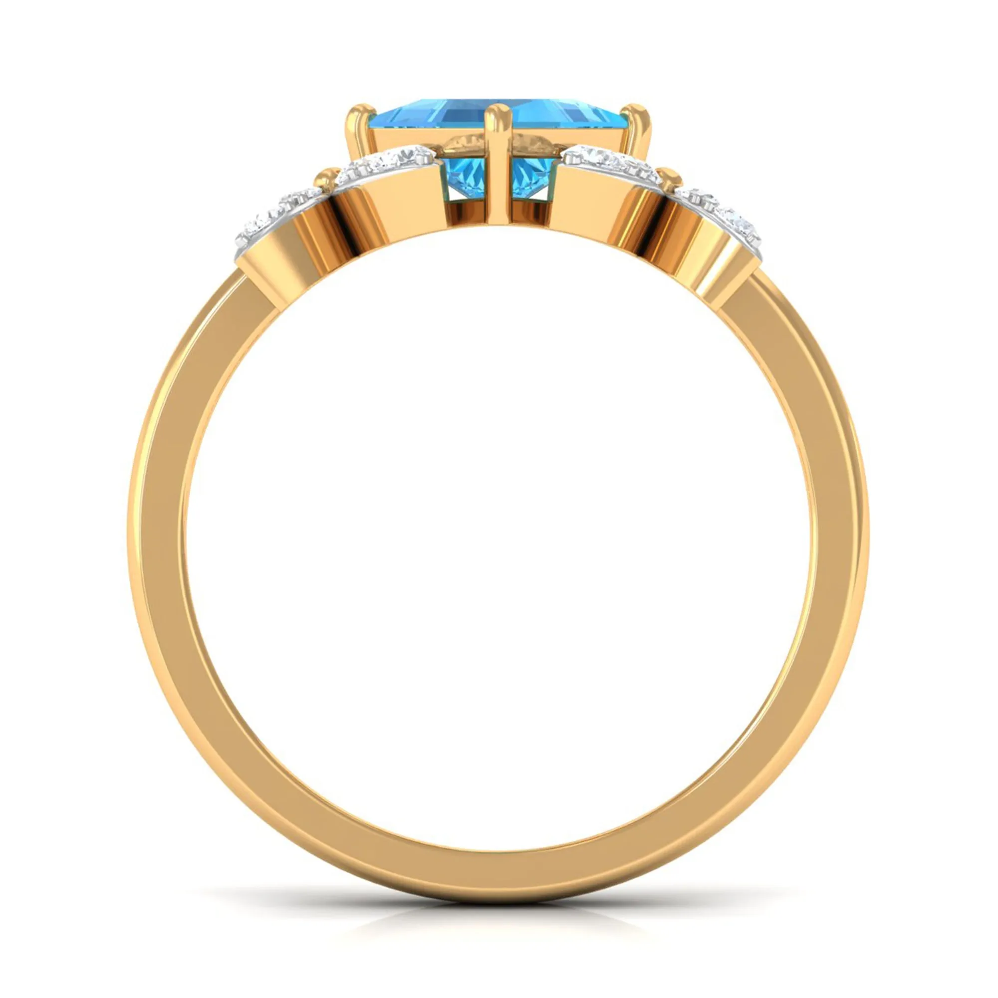 Floral Inspired Swiss Blue Topaz Engagement Ring with Diamond