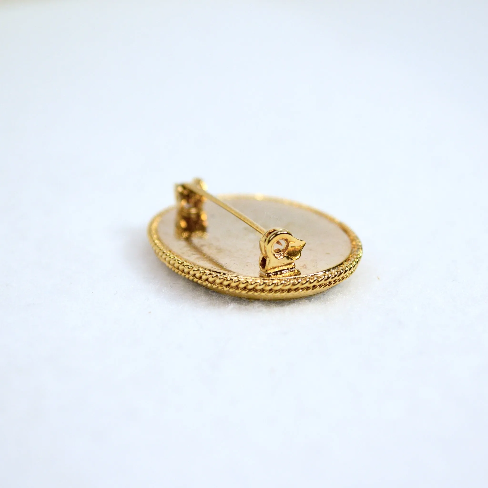 Florentine Mosaic Oval Brooch, Lapel Pin, Made in Italy