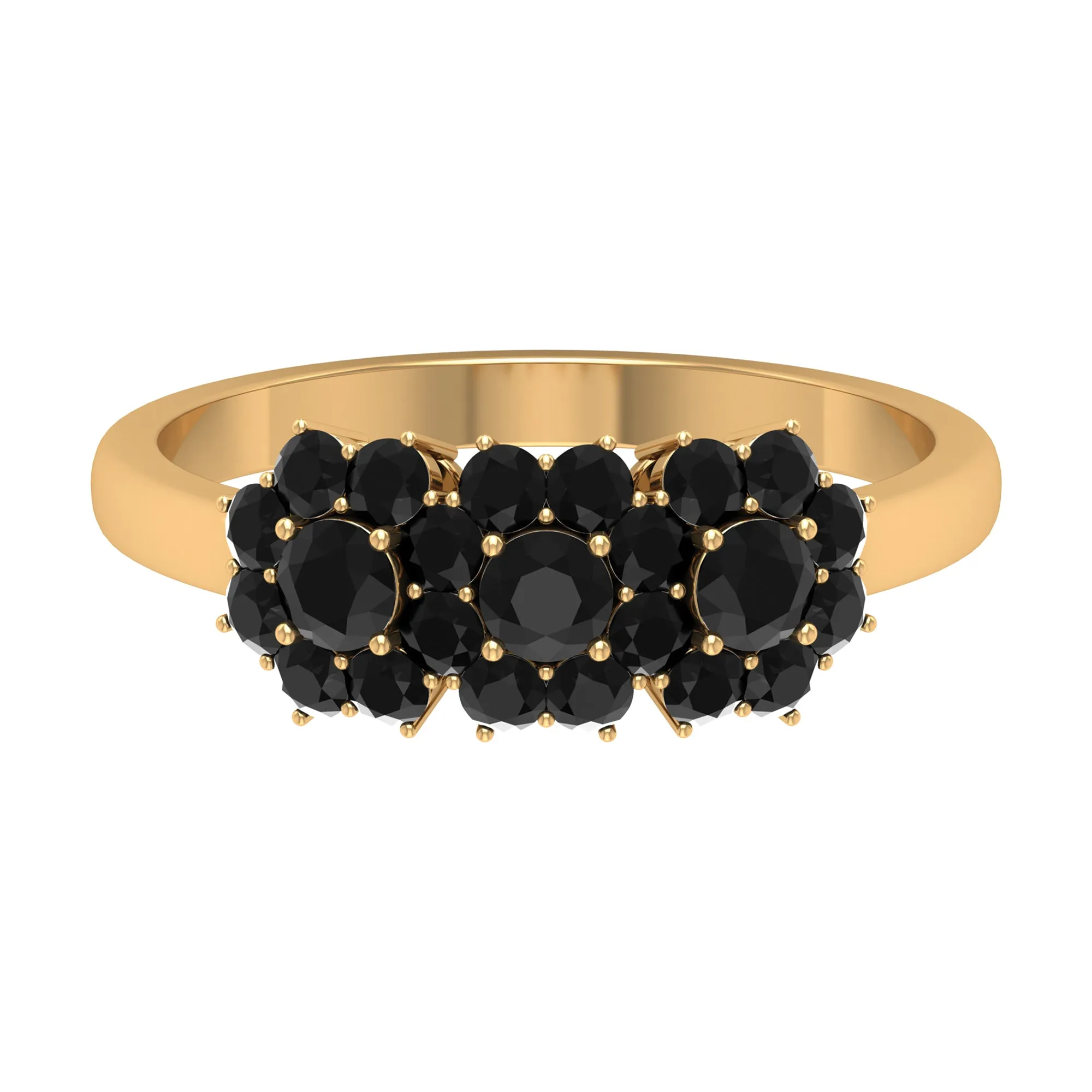Genuine Black Diamond Flower Cluster Engagement Ring