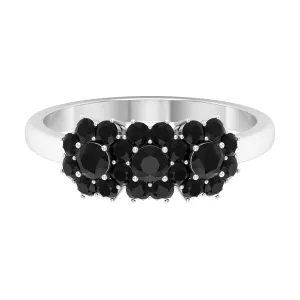 Genuine Black Diamond Flower Cluster Engagement Ring