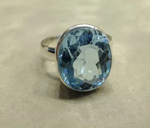 Genuine Blue Topaz Gemstone Ring size 7