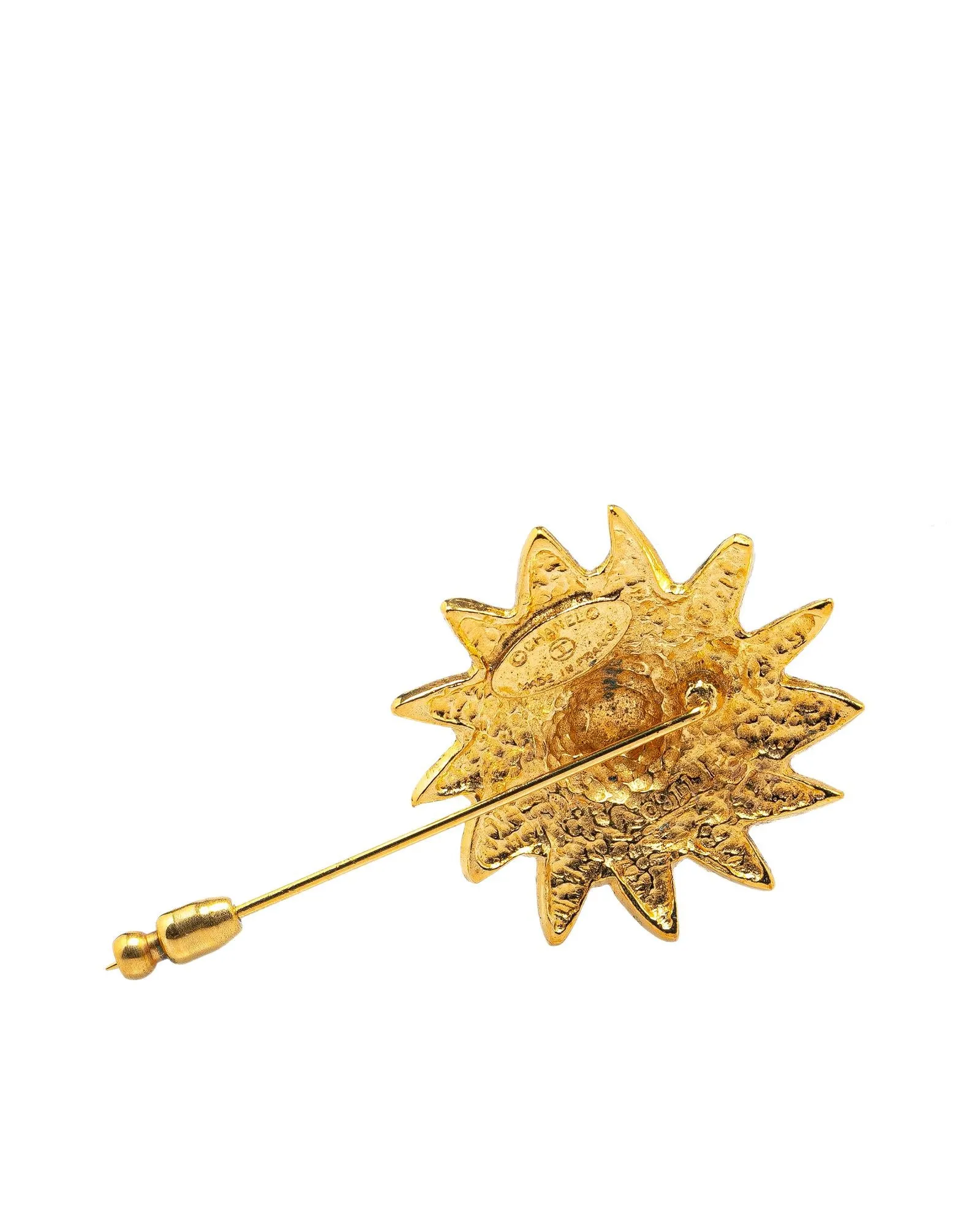 Gold Plated Lion Pin Brooch with Push Lock Closure