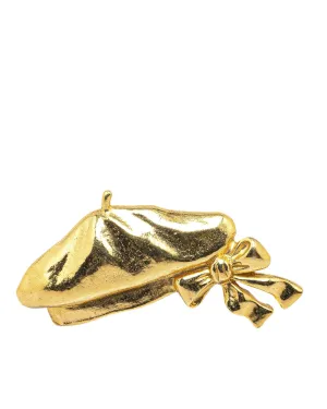 Gold Plated Ribbon Brooch with Back Pin Closure