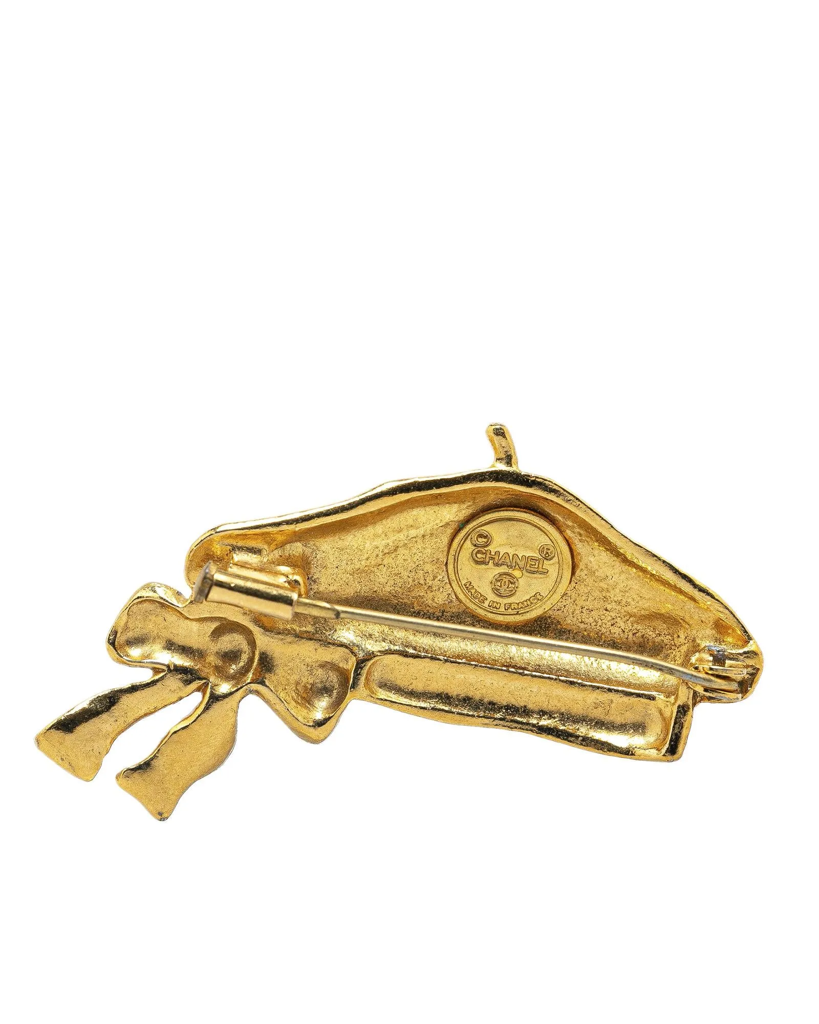 Gold Plated Ribbon Brooch with Back Pin Closure