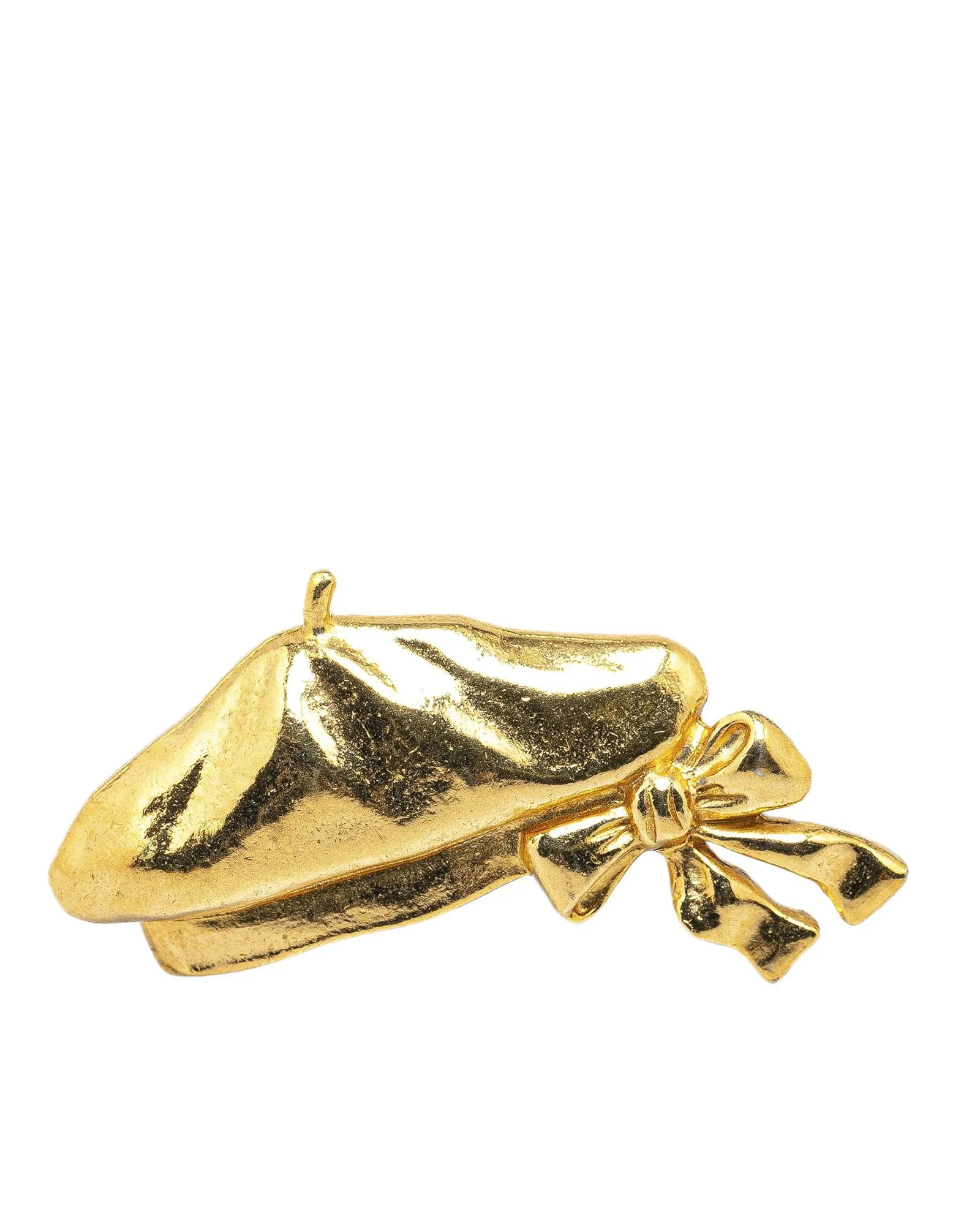 Gold Plated Ribbon Brooch with Back Pin Closure