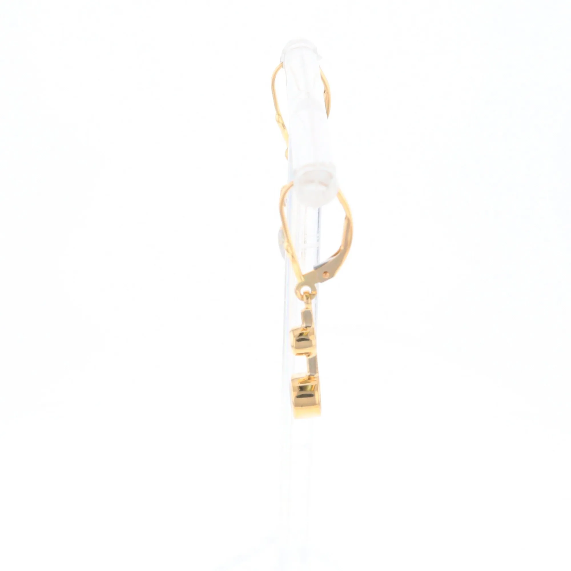 Gold Quartz Earrings Circle Shape Inlaid with .20ctw Diamonds Lever Backs