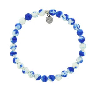 Good Energy Stacker Bracelet with Blue and White Jade Beads