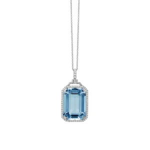 Goshwara Gossip Blue Topaz Emerald Cut Pendant JP0054-BT-W