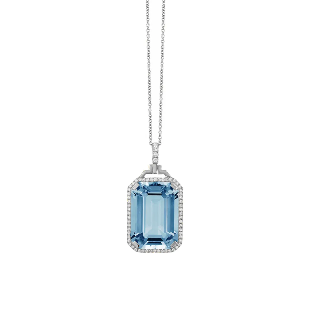 Goshwara Gossip Blue Topaz Emerald Cut Pendant JP0054-BT-W