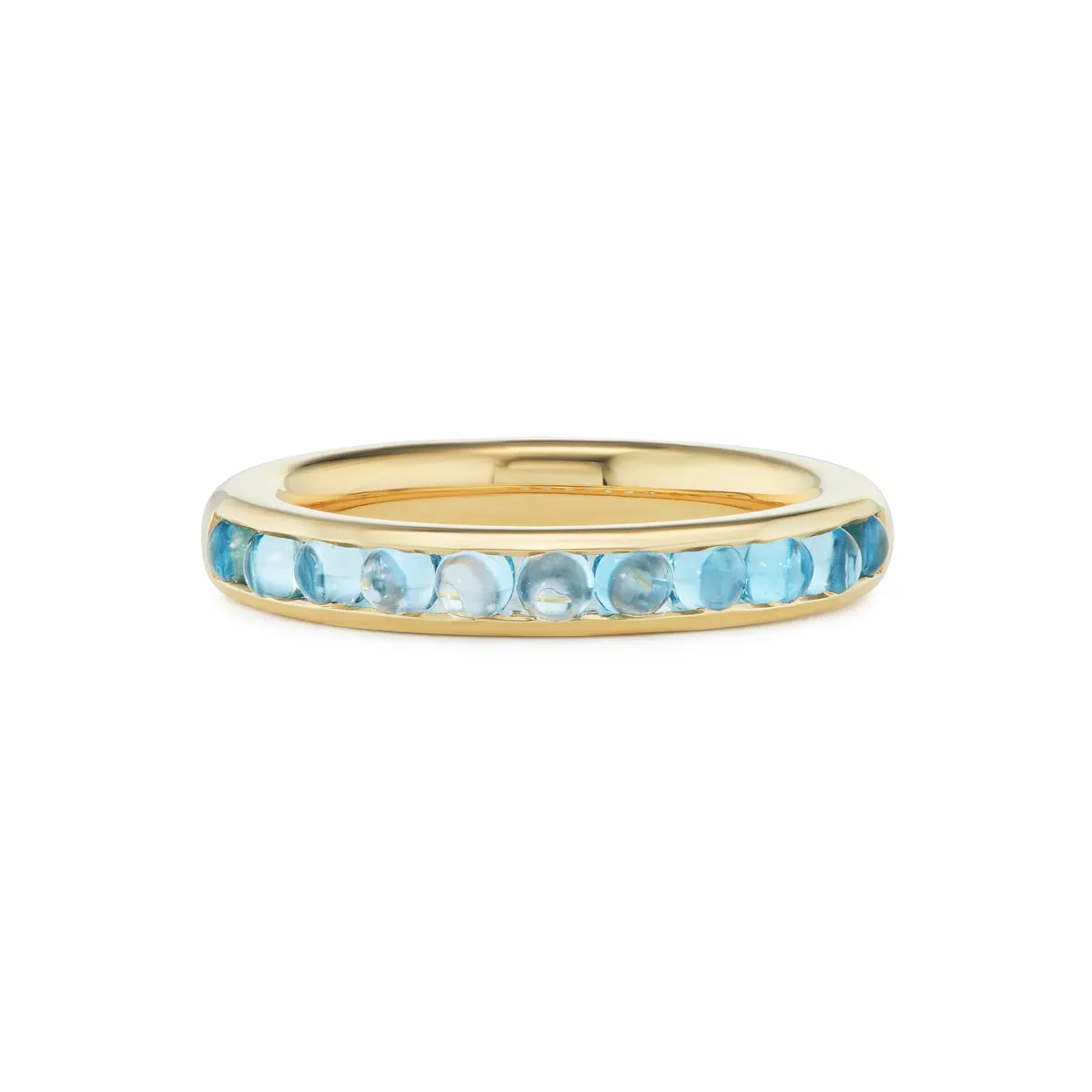 Half-Channel Band with Semi-Precious Cabochons - Blue Topaz