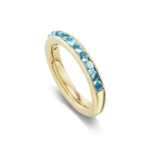 Half-Channel Band with Semi-Precious Cabochons - Blue Topaz
