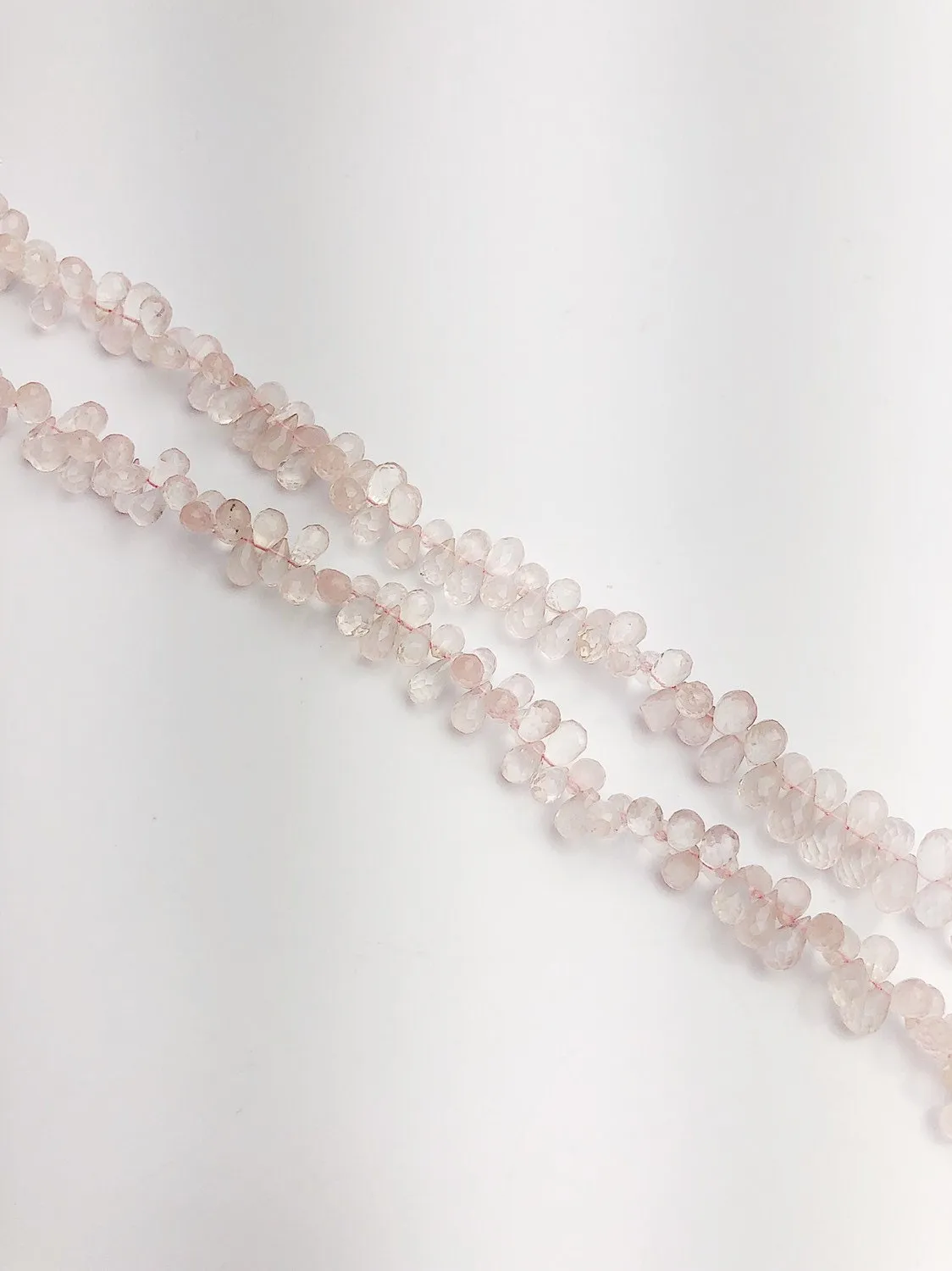 HALF OFF SALE - Rose Quartz Faceted Drop Gemstone Beads, Full Strand, Semi Precious Gemstone, 8"