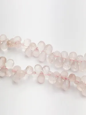 HALF OFF SALE - Rose Quartz Faceted Drop Gemstone Beads, Full Strand, Semi Precious Gemstone, 8"