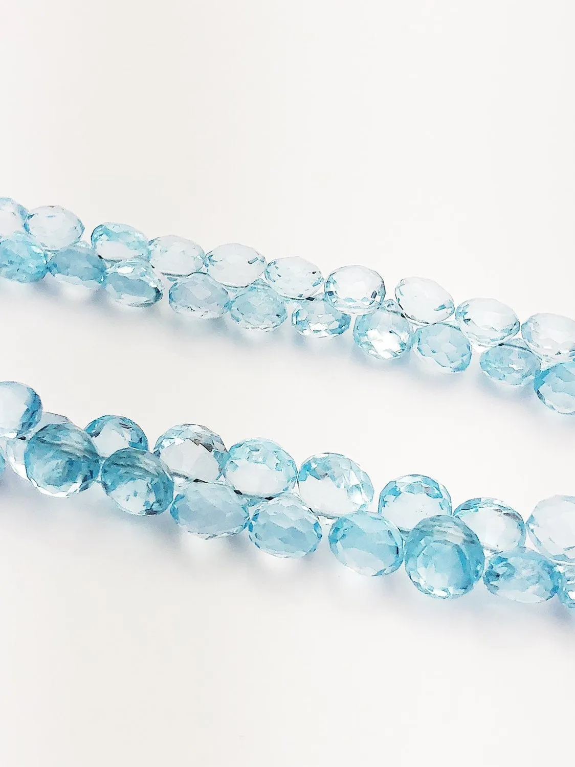 HALF OFF SALE - Sky Quartz Faceted Diamond Shape Gemstone Beads, Full Strand, Semi Precious Gemstone, 8"