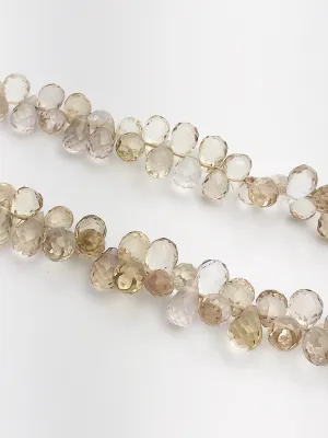 HALF OFF SALE - Whiskey Quartz Faceted Drop Gemstone Beads, Full Strand, Semi Precious Gemstone, 8"