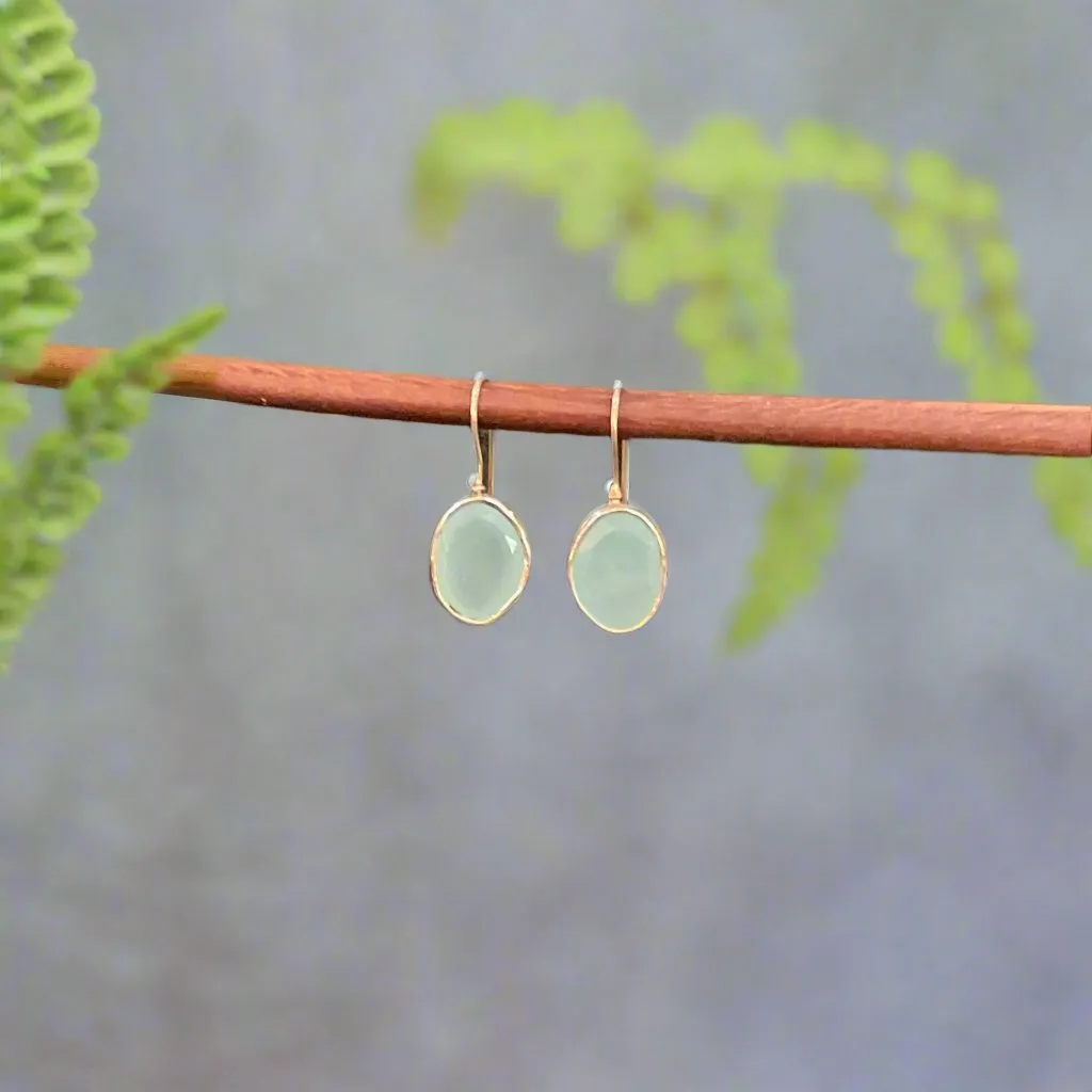 Hand Crafted Chalcedony Earrings Set In Sterling Silver