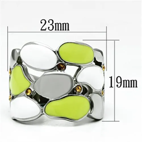 High polished (no plating) Stainless Steel Ring with Top Grade Crystal in Topaz for Women Style TK693