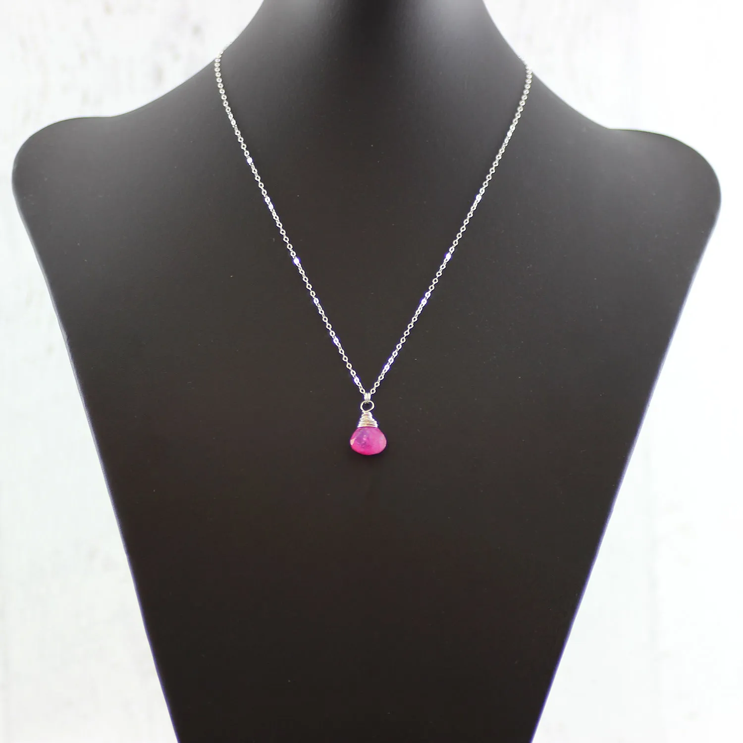 Hot Pink Rainbow Moonstone Silver Pendant Necklace