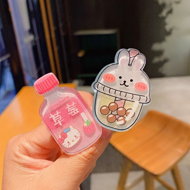 Kawaii Drink Bottle Hair Clips 10Pcs
