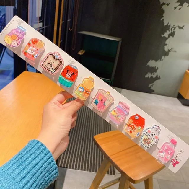Kawaii Drink Bottle Hair Clips 10Pcs