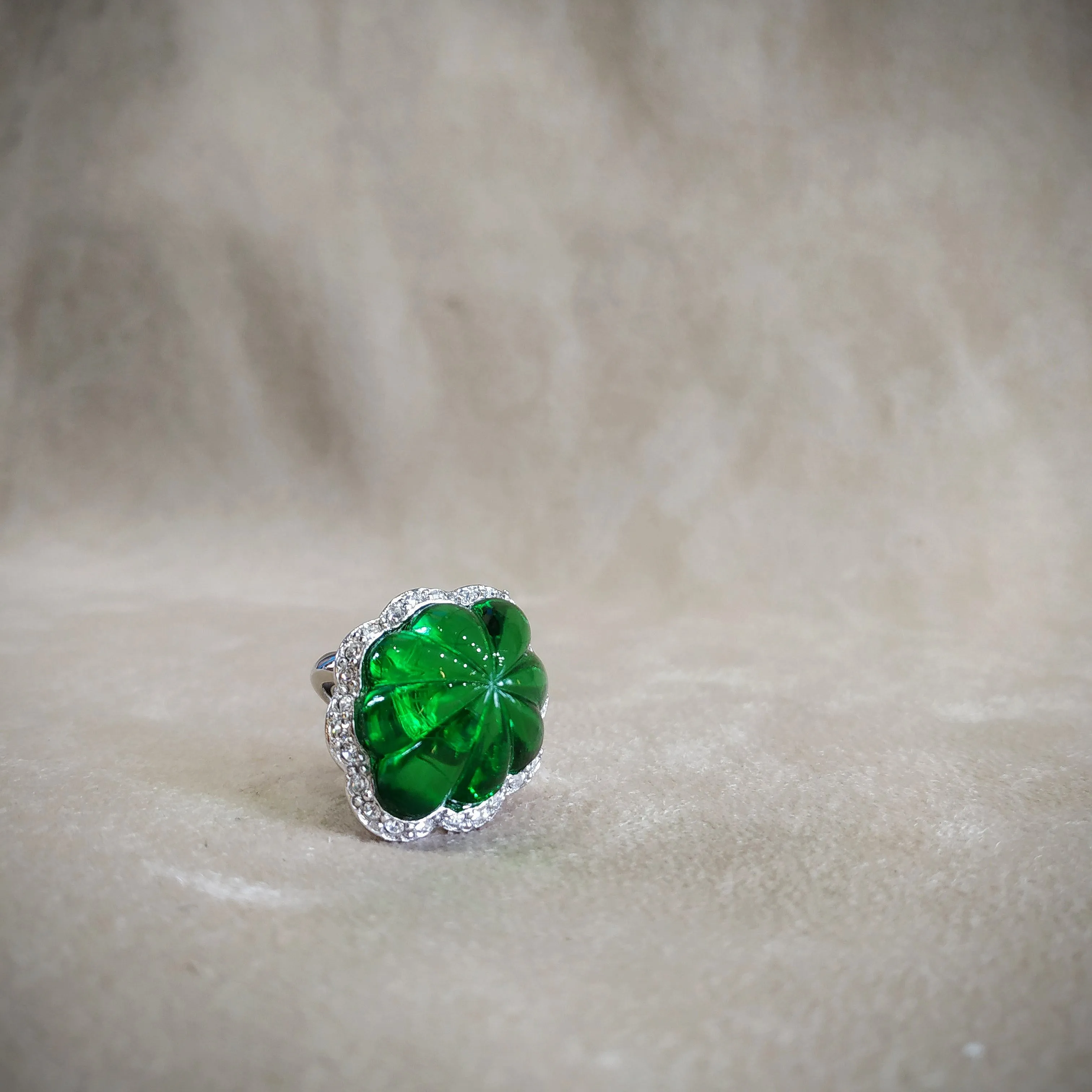 Kenneth Jay Lane Emerald Green Glass Statement ring