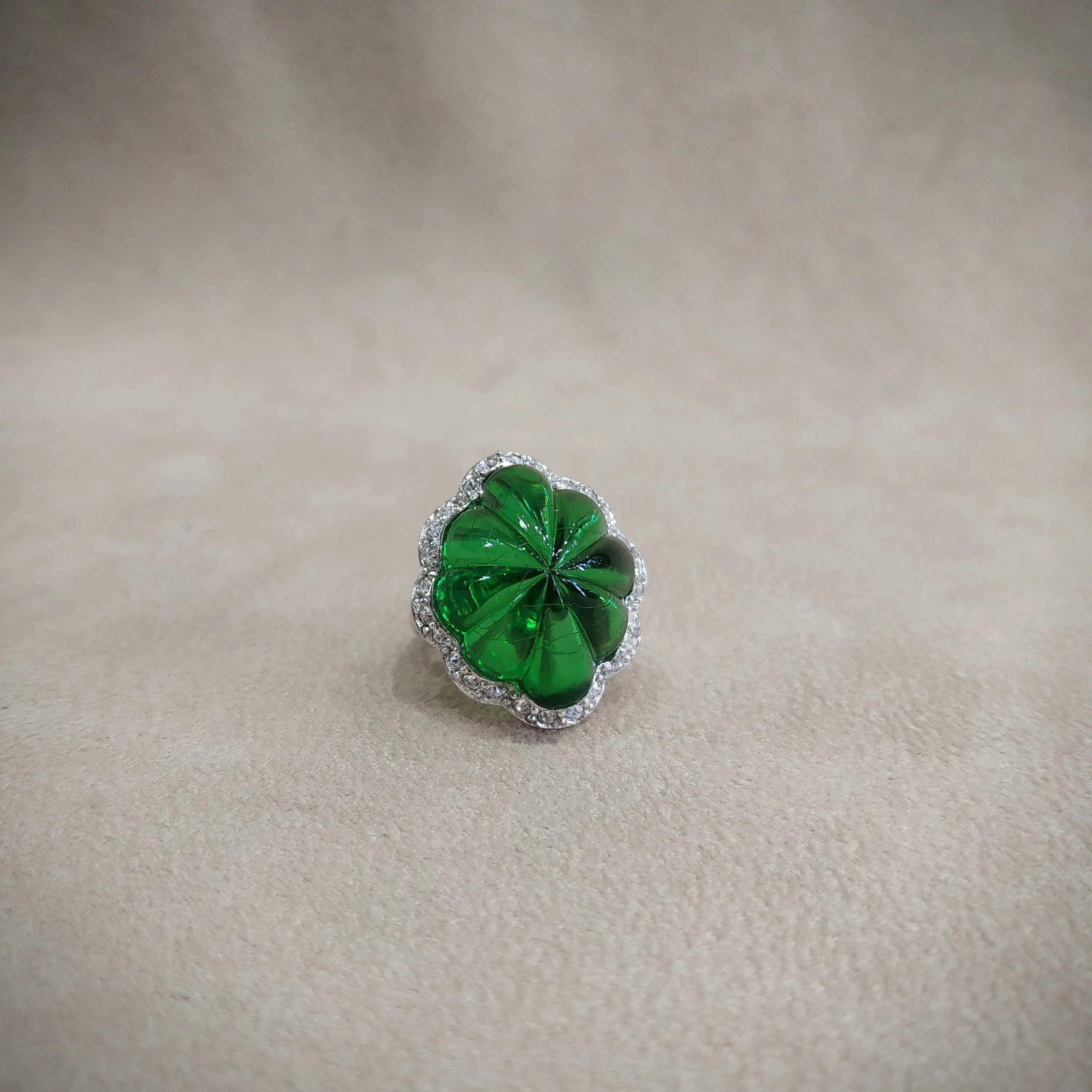Kenneth Jay Lane Emerald Green Glass Statement ring