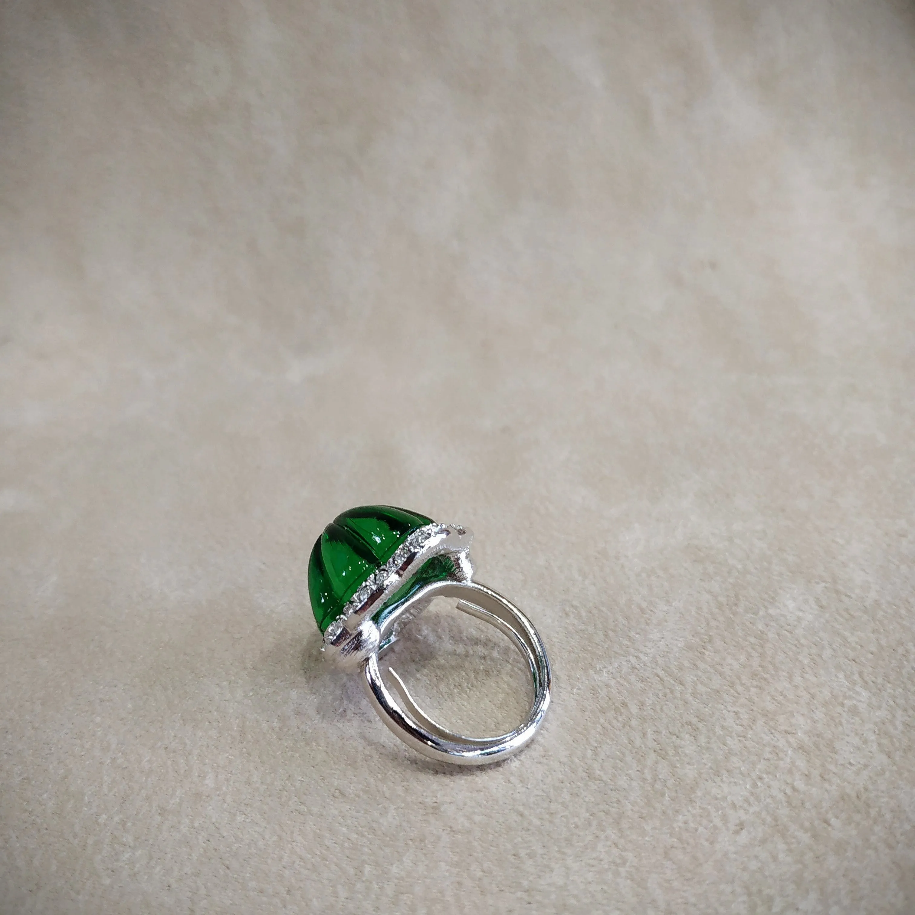 Kenneth Jay Lane Emerald Green Glass Statement ring
