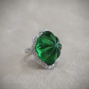 Kenneth Jay Lane Emerald Green Glass Statement ring