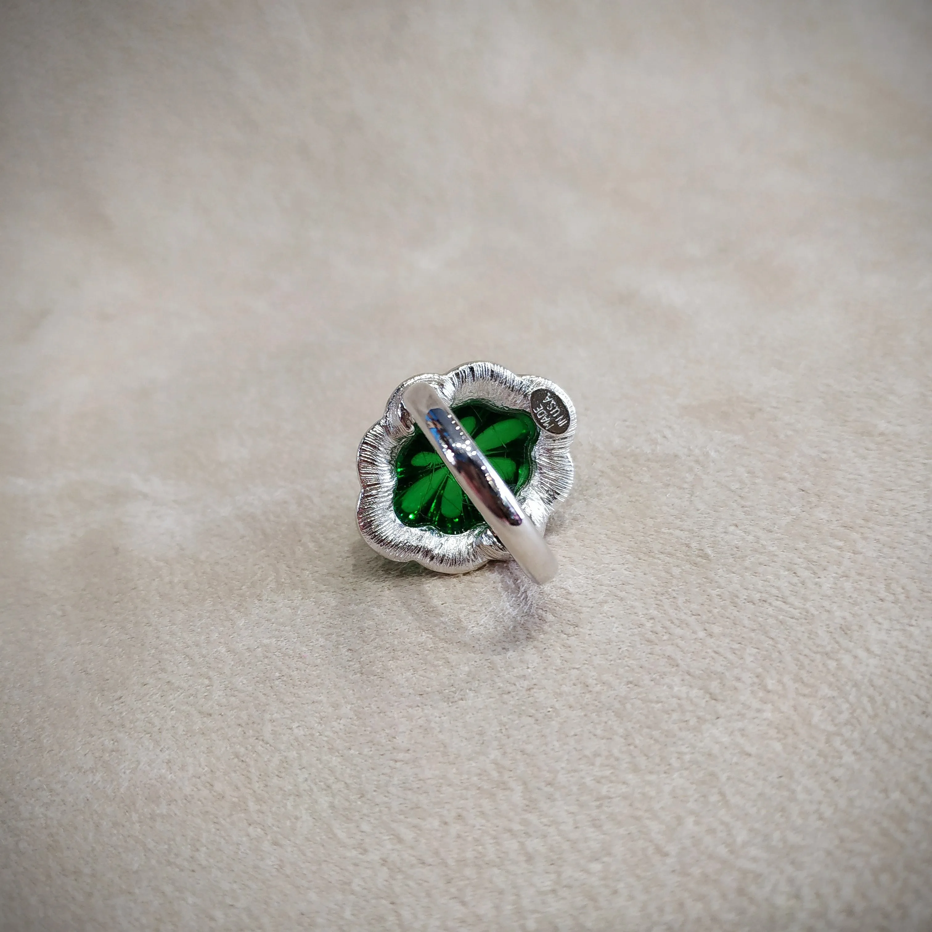 Kenneth Jay Lane Emerald Green Glass Statement ring