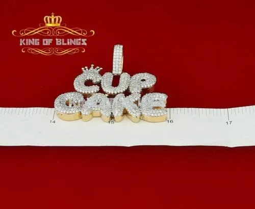 King Of Bling's Yellow' Crown CUPCAKE Pendant 925 Sterling Silver Pendant 7.90ct Cubic Zirconia