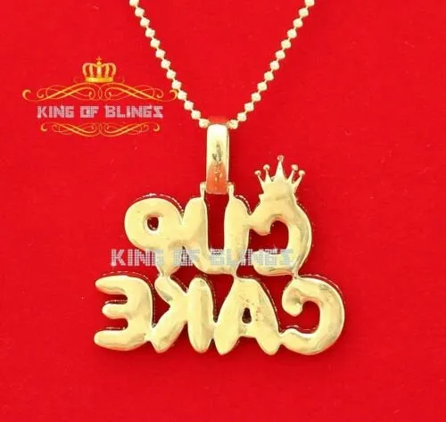 King Of Bling's Yellow' Crown CUPCAKE Pendant 925 Sterling Silver Pendant 7.90ct Cubic Zirconia